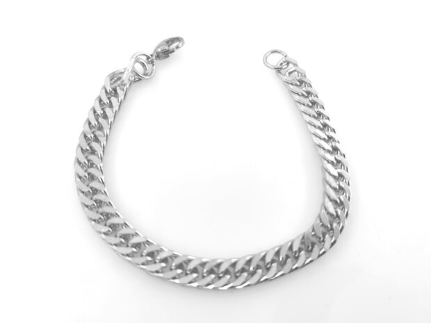 Edelstahl breit Gourmetschakel armband, 18 und 20 cm.