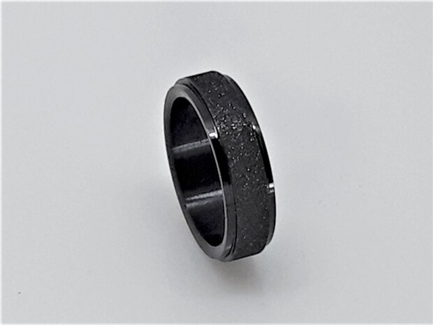 Schöner Damen Edelstahl Stardust schwarzer Ring, Größe 17 bis 21