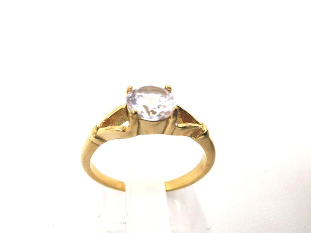 Damen ring aus Edelstahl goldfarben mit Zirkonia, Größe 16 bis 19