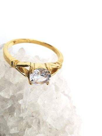 Damen ring aus Edelstahl goldfarben mit Zirkonia, Größe 16 bis 19