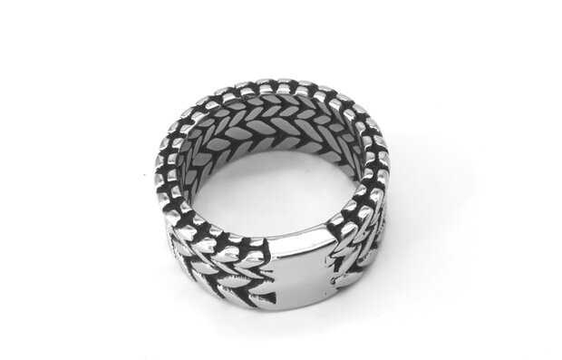 Tough - stainless steel Double ring - double braided - design - motif. 