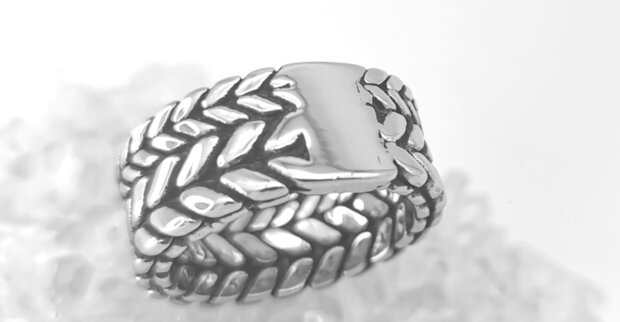 Tough - stainless steel Double ring - double braided - design - motif. 