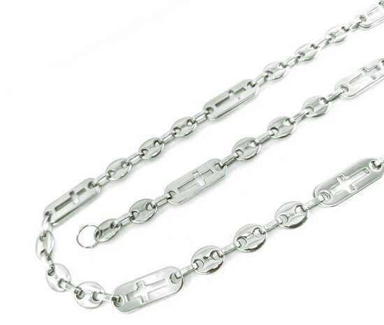 Set: RVS heren Ketting L 60 cm met armband L 24 cm.