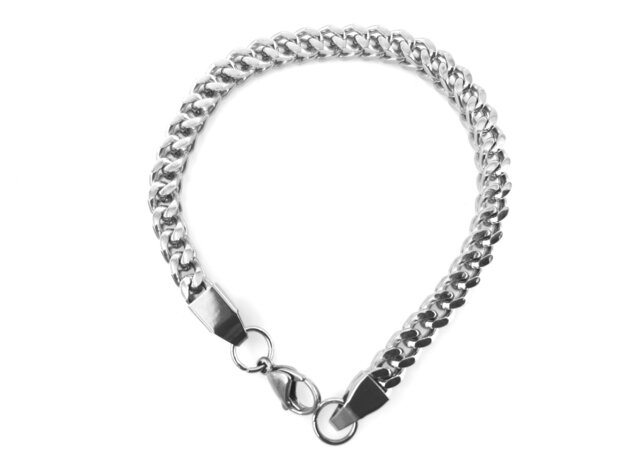 Edelstahl König armband, Quadrat Gourmet- gliede, L 22 cm