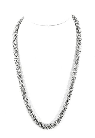 Men's Steel chain with Double Links with King's motif L 60 cm