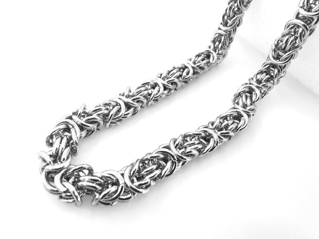 Men's Steel chain with Double Links with King's motif L 60 cm