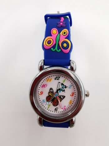 KinderHorloge | 3D Vlinder Blauw | Siliconen