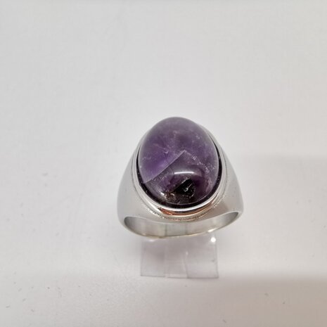 Edelstahl Siegelring oval Amethyst