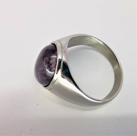 Edelstahl Siegelring oval Amethyst