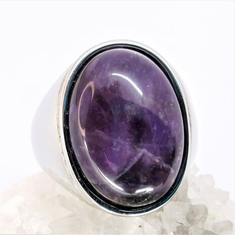 Edelstahl Siegelring oval Amethyst