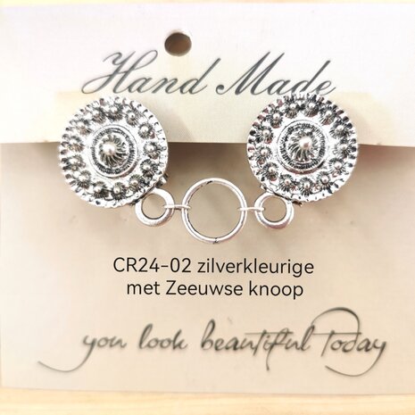 Clips, Zeeuwse knoop met midden een ring in kleur antiek zilver look.