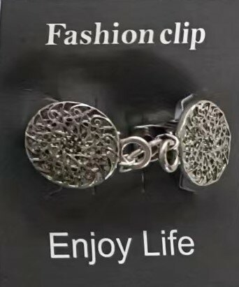 Clips, Mandala symbool met midden een ring in kleur antiek zilver look.