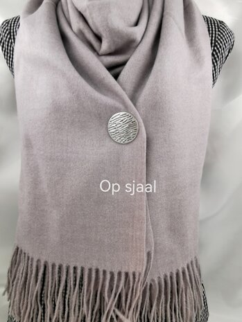 Magneet, broche, rond, metal mesh, zilverkleurig voor omslagdoek, sjaal en vest te sluiten.