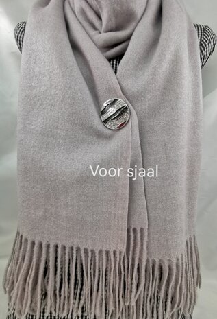 Magneet, broche, rond, zwart streep met strass steentjes, Zilverkleurig voor omslagdoek, sjaal en vest te sluiten.