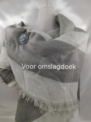 Magneet, broche, parelmoer ovaal, Zilverkleurig voor omslagdoek, sjaal en vest te sluiten.