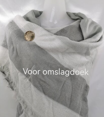 Magneet, broche, met schuine streep, Goudkleurig voor omslagdoek, sjaal en vest te sluiten.