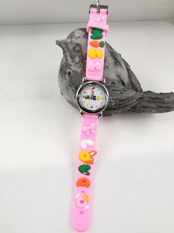 KinderHorloge | 3D LOVE Roze | Siliconen