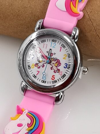 KinderHorloge | 3D Eenhoorn Roze | Siliconen