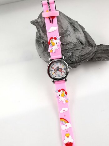 KinderHorloge | 3D Eenhoorn Roze | Siliconen