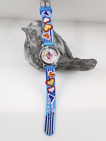 KinderHorloge | 3D Hartjes licht blauw | Siliconen