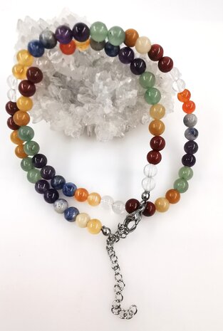 Ketting Chakra 6 mm kralen met RVS sluiting.