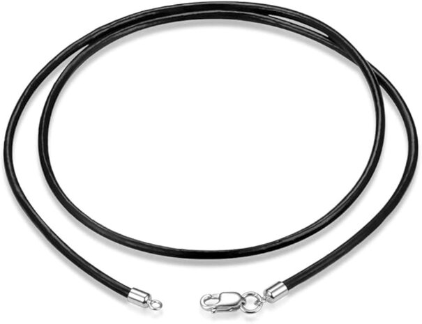 Ketting donkerbruin - 45cm Echt leren koord met rvs kreeft sluiting -  zonder verbindingsring