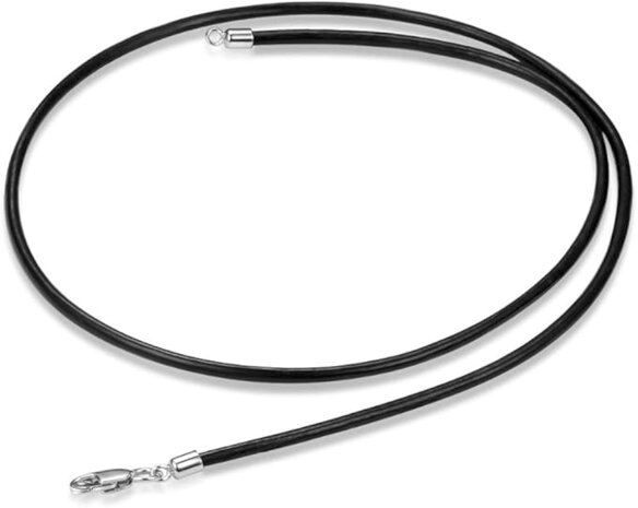 Ketting donkerbruin - 45cm Echt leren koord met rvs kreeft sluiting -  zonder verbindingsring