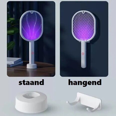 Elektrische vliegenmepper/vanger wit, ultraviolet ledlamp, vliegenlamp, hangend of handgehouden of staand, usb