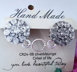 Clips, met Cirkel of life en midden een ring in kleur antiek zilver look. 